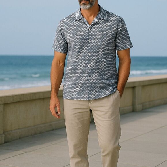 Ted Baker London Blue and White Casual Button Down Shirt - Picture 1 of 12